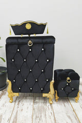 Quilted Mdf Black Color 3 Pcs Laundry Basket Dirty Basket Bathroom Set - Swordslife