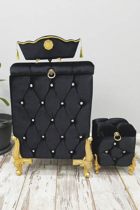 Quilted Mdf Black Color 3 Pcs Laundry Basket Dirty Basket Bathroom Set - Swordslife