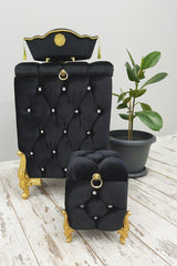 Quilted Mdf Black Color 3 Pcs Laundry Basket Dirty Basket Bathroom Set - Swordslife