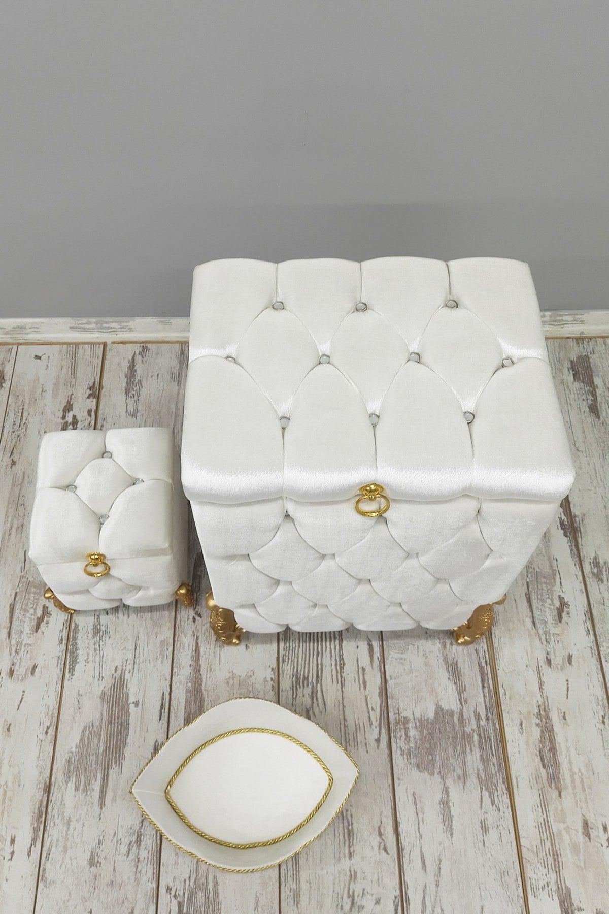 Quilted Mdf Cream Color 3 Pcs Laundry Basket