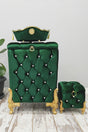 Quilted Mdf Emerald Green Color 3 Pcs Laundry Basket Dirty Basket Bathroom Set - Swordslife