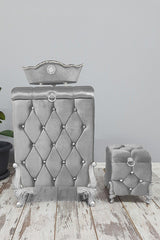 Quilted Mdf Gray Color 3 Pcs Laundry Basket Dirty Basket Bathroom Set - Swordslife