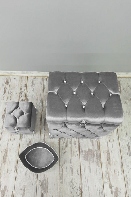 Quilted Mdf Gray Color 3 Pcs Laundry Basket Dirty Basket Bathroom Set - Swordslife