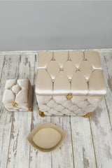 Quilted Mdf Mink Color 3 Pcs Laundry Basket Dirty Basket Bathroom Set - Swordslife