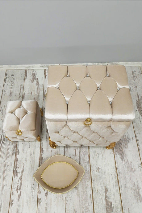 Quilted Mdf Mink Color 3 Pcs Laundry Basket Dirty Basket Bathroom Set - Swordslife