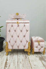 Quilted Mdf Powder Color 3 Pcs Laundry Basket Dirty Basket Bathroom Set - Swordslife