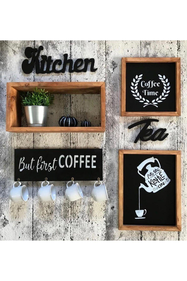 Wooden Kitchen Set With Shelf And Cup Hanger - Swordslife