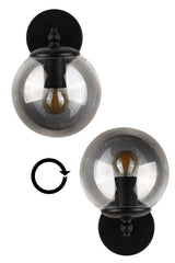 Rain Sconce 2 Pieces Black-smoked Globe Glass - Swordslife