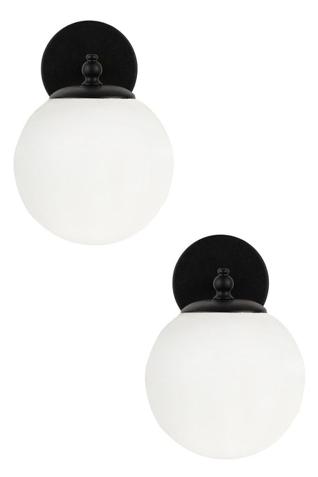 Rain Sconce 2 Pieces Black-white Globe Glass - Swordslife