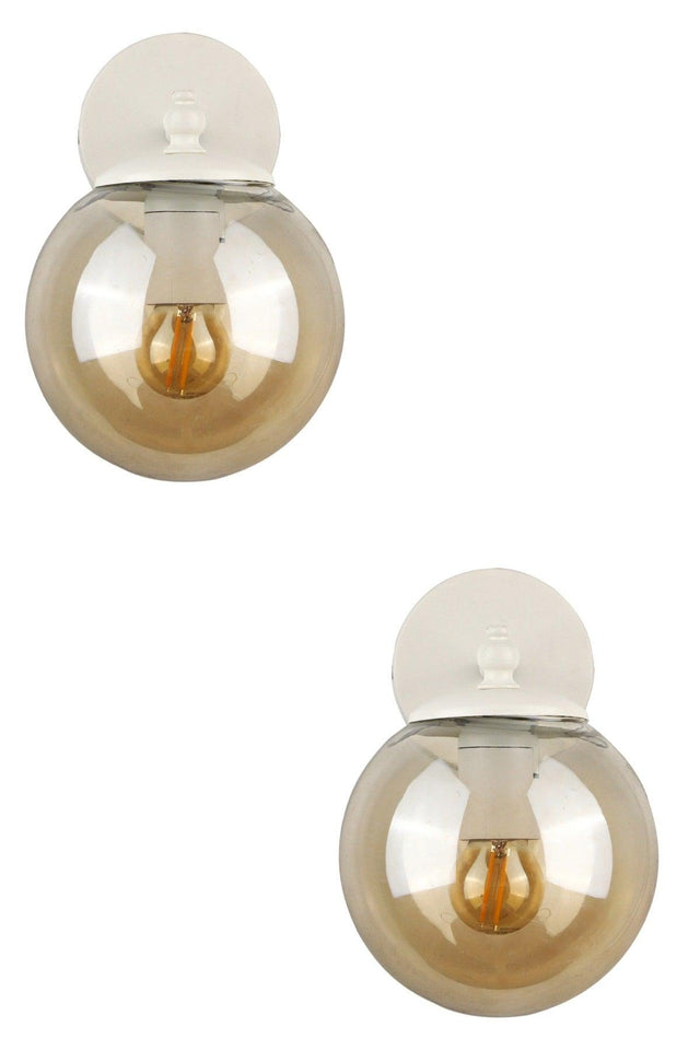 Rain Sconce 2 Pieces White-honey Globe Glass - Swordslife