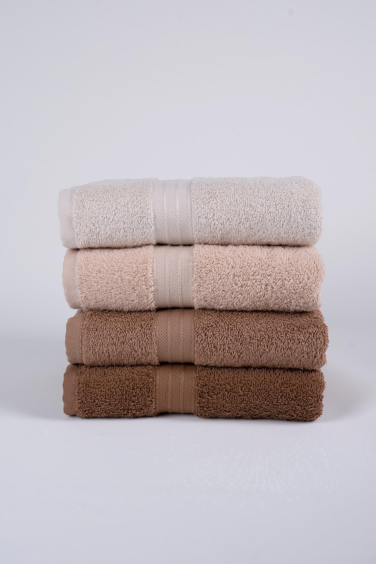 Rainbow 100% Cotton Extra Soft Brown Tones Set of 4 Hand/Face Towels (4*50X90) - Swordslife