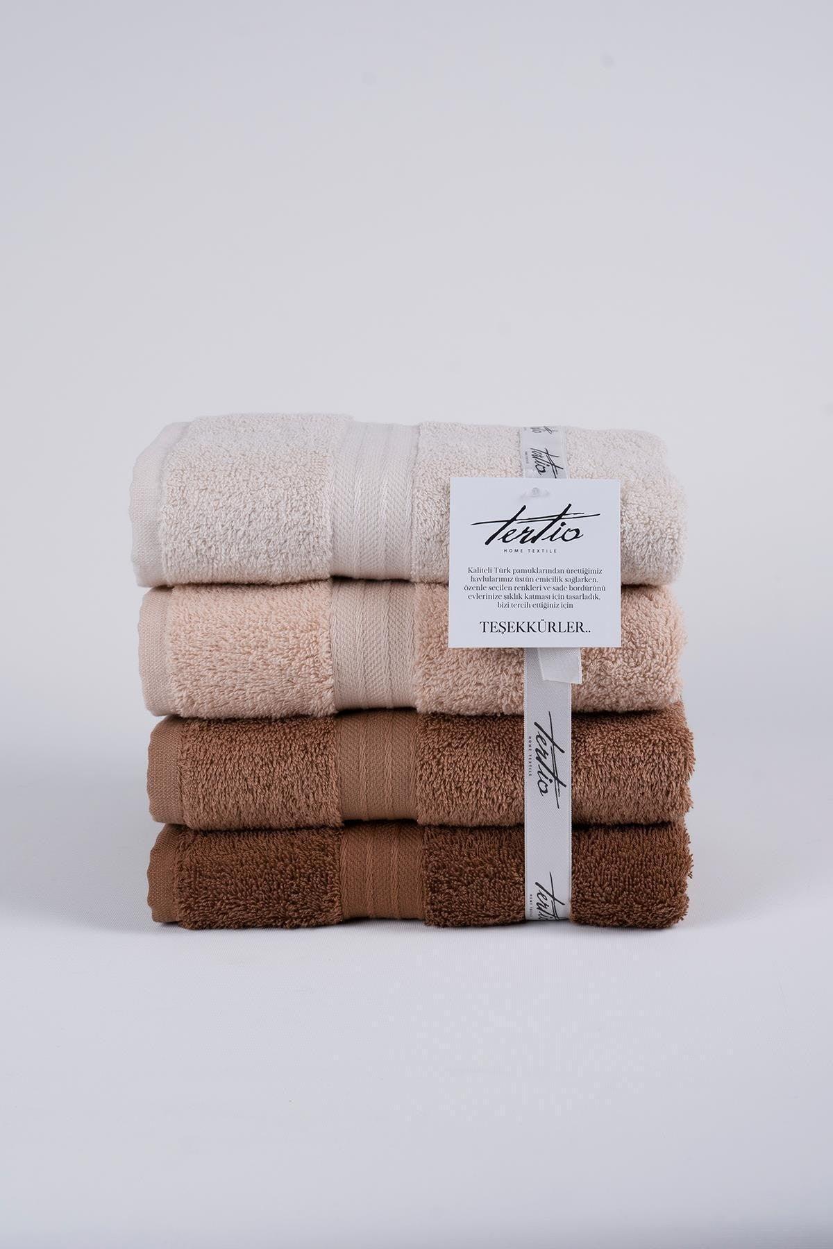 Rainbow 100% Cotton Extra Soft Brown Tones Set of 4 Hand/Face Towels (4*50X90) - Swordslife