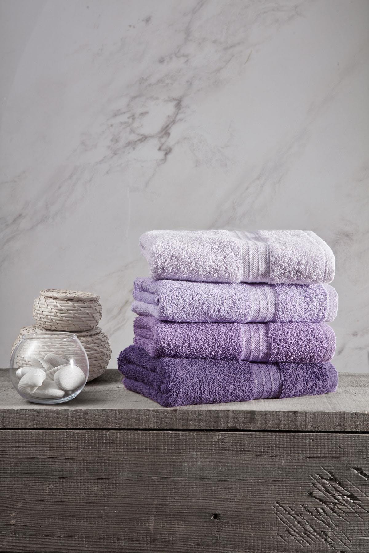 Rainbow 100% Cotton Extra Soft Purple Tones Set of 4 Hand/Face Towels (4*50X80) - Swordslife