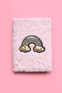 A5 rainbow plush notebook with lined pages