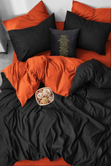 Ranforce 100% Cotton Duvet Cover Set Single Black-orange Orange - Swordslife