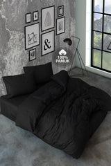 Ranforce Double Duvet Cover Set Simple Black - Swordslife