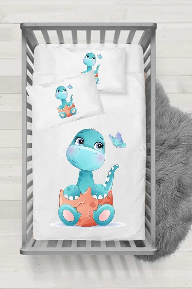 Ranforce Series Baby Duvet Cover Set - Blue Dinosaur - Swordslife