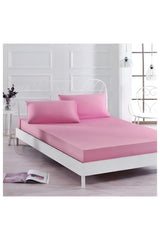 Ranforce Single Cotton Elastic Bed Sheet / Pillowcase 100% Cotton 100x200cm Pink - Swordslife