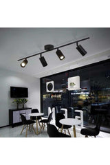 Rayline Black and White Led 4-Line Rail Spot Lighting Chandelier - Swordslife