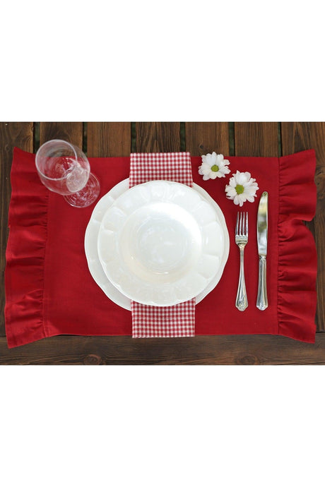 Red Frilly Placemat (4 Pieces 35 X 60 Cm) - Swordslife