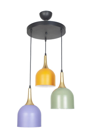 Reina Modern Design Metal Mix Orange Lilac Green Color Pendant Lamp Cafe - Kitchen 3 Piece Chandelier - Swordslife