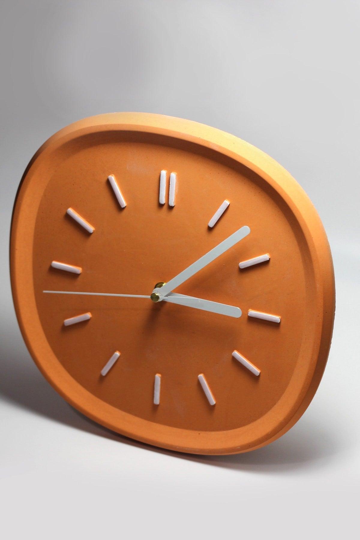 Colorful Design Square Concrete Wall Clock | Orange 26 cm - Swordslife
