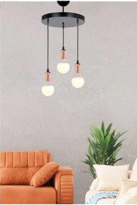Retro Model Rose Color 3-Set Living Room Kitchen Suspended Chandelier - Swordslife