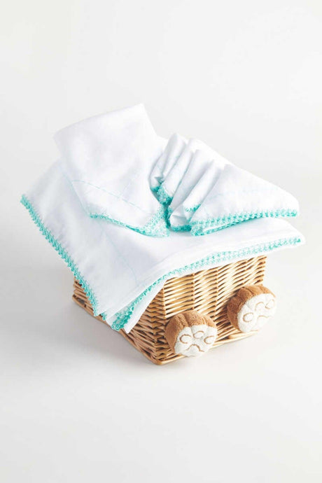 Retro Organic Baby Cheesecloth Muslin Set - Aqua Green - Swordslife