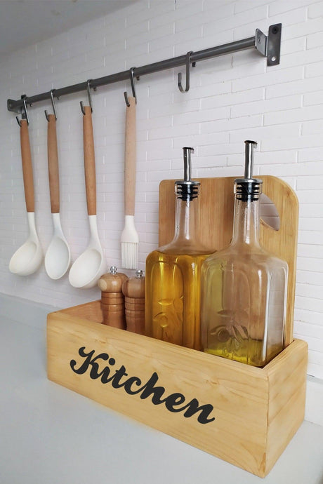 Retro Wooden Box Organizer - Kitchen Organizer - Decorative Box - Kitchen Shelf - Oil Pot Box - Swordslife