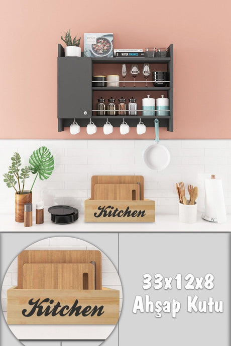 Retro Wooden Box Organizer - Kitchen Organizer - Decorative Box - Kitchen Shelf - Oil Pot Box - Swordslife