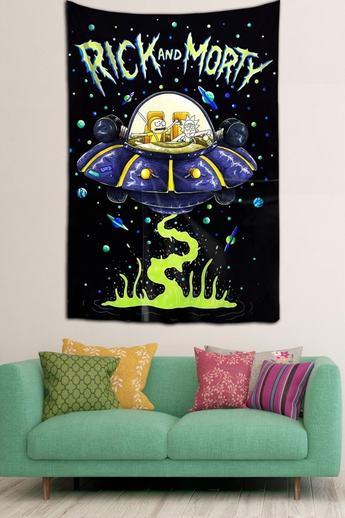 Rick And Morty Pattern Stain Resistant Velvet Textured Fabric Wall Covering Wall Carpet Tapestry - Swordslife