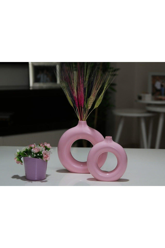 Ring Vase Bohemian Vase Set of 2 Soft Pink - Swordslife