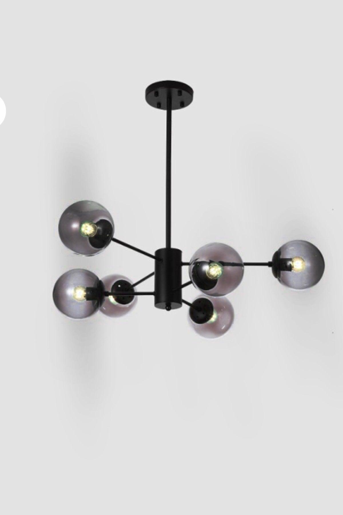 Rita Modern Black Case Smoked Closed Imported Glass Sixty Chandelier - Swordslife