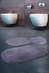 Rixos Gray 3 Piece Bathroom Carpet Mat Set