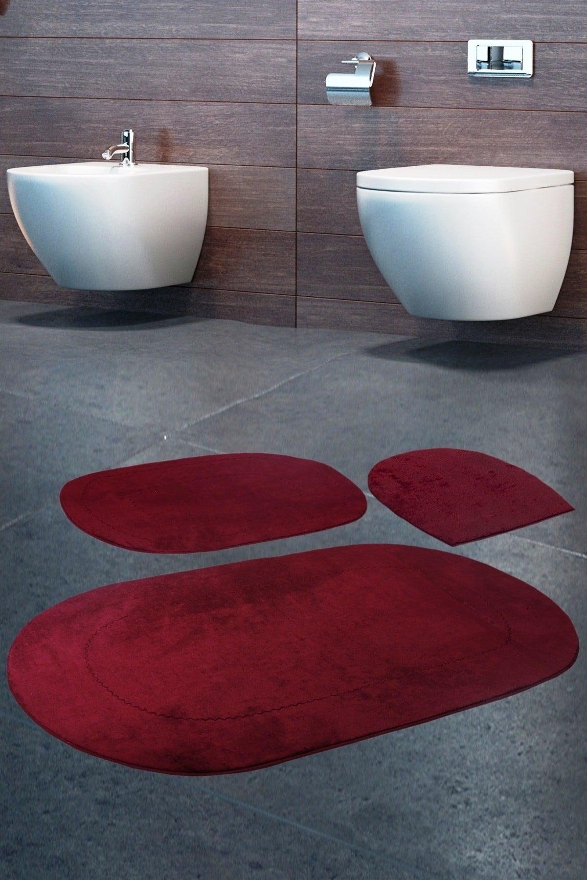 Rixos Plum 3 Piece Bathroom Carpet Mat Set Non-Slip Toilet Seat Set - Swordslife