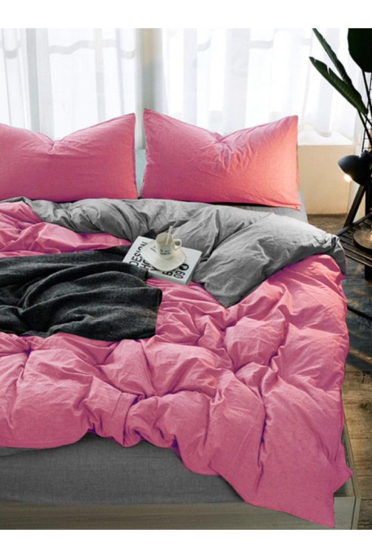 Rnforce Double Sided Double Duvet Cover Set Pink Gray - Swordslife