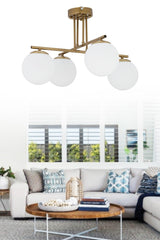 Rod 4-Piece Tumbled White Glass Chandelier - Swordslife