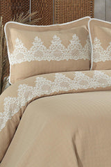 Romans French Lace Jacquard Bedspread Set Double (7 PIECES) Cappuccino - Swordslife