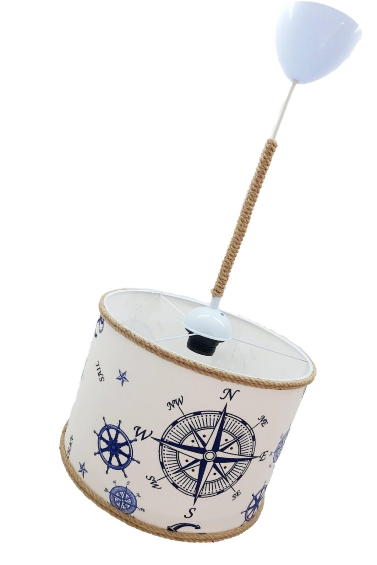 Rope Compass Ship Sailor Chandelier Young Baby Kids Room Ship Compass Pattern Pendant Lampshade - Swordslife