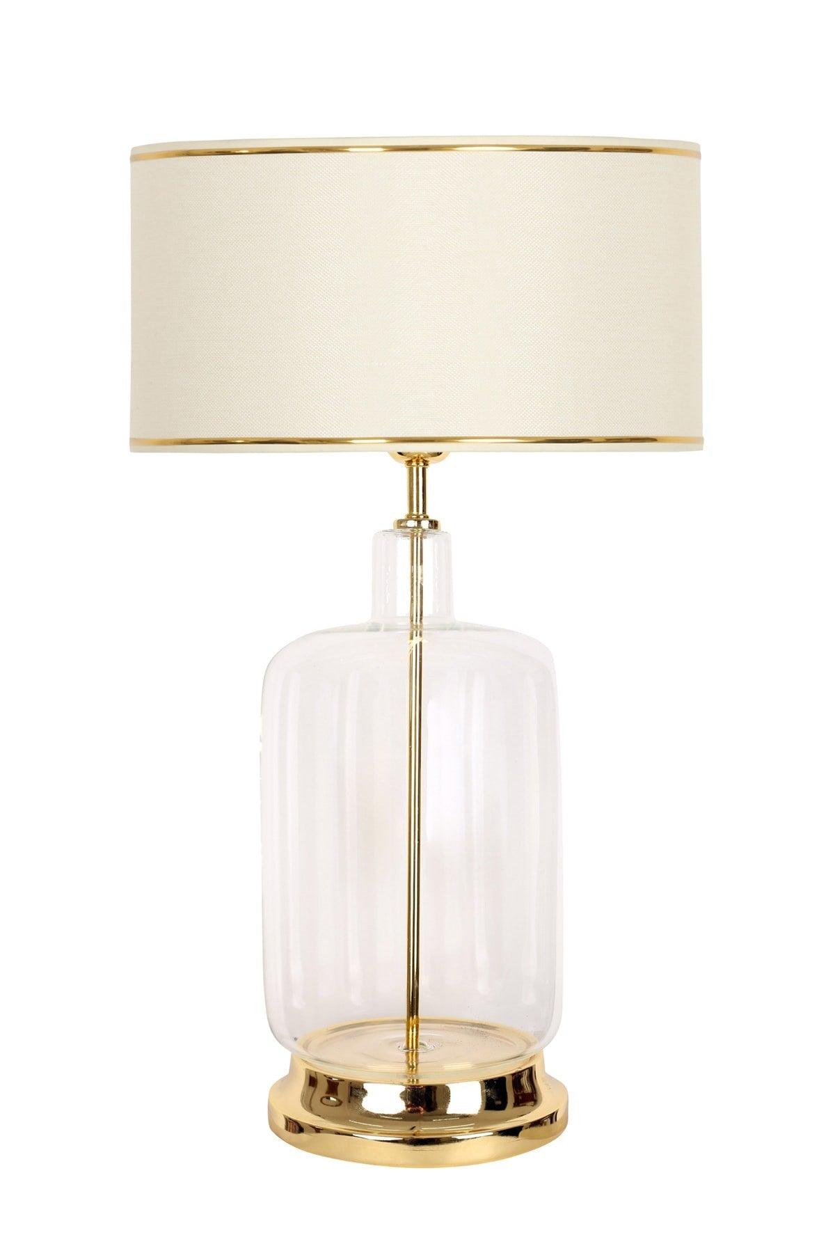 Rouen Gold Leg Modern Special Design Glass Lampshade - Cream with Gold Stripe - Swordslife