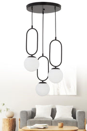 Round 3 Black and White Glass Chandelier - Swordslife