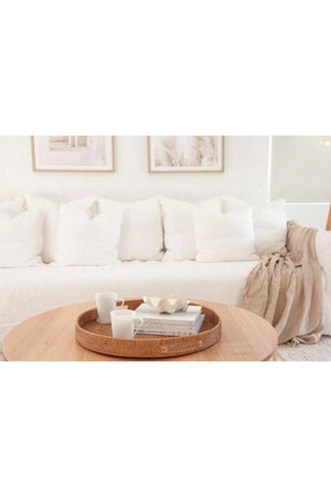 Round Rattan Bamboo Decorative Presentation Tray Bathroom Organizer 30 Cm / Piece - Swordslife
