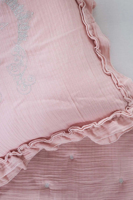 Royale Blush 100% Cotton Muslin Embroidered Private Baby Quilt Set - Swordslife