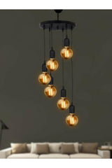 Rustic Black 6-Piece Pendant Chandelier - Swordslife