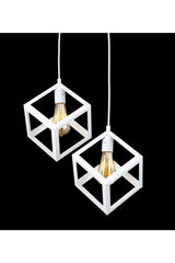 Rustic Retro Pattern Geometric Pendant Metal Cube Chandelier - Swordslife