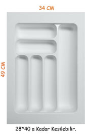 S-2283-w Plastic Cutlery in Drawer White Width: 34-28 D: 49-40 Cm Cuttable 6 Eyes - Swordslife