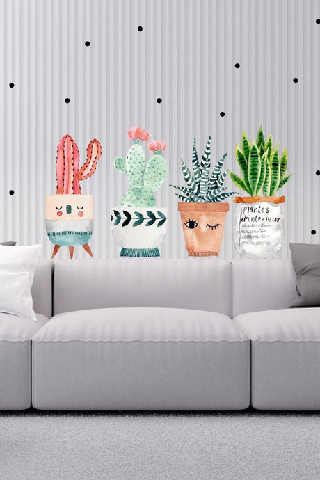 Potted Cacti Wall Sticker Set - Swordslife