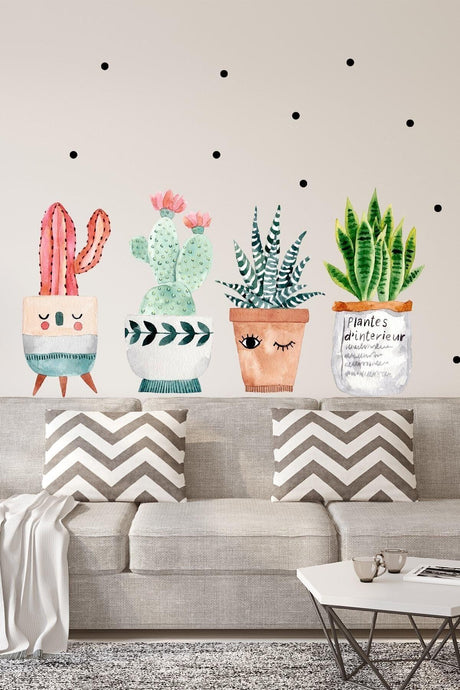 Potted Cacti Wall Sticker Set - Swordslife