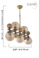 Cluster 5 Lined Tumbled Yellow Pendant Chandelier - Çakır Chandelier - Swordslife