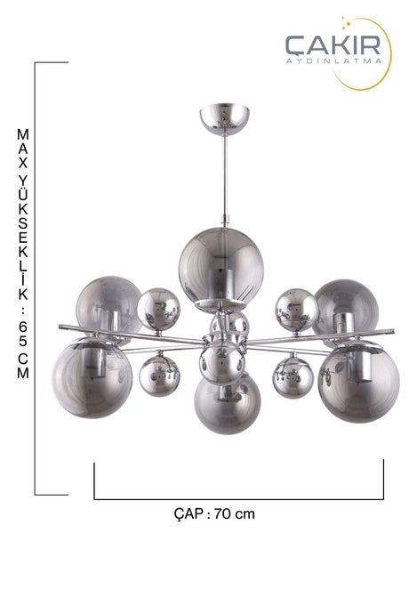 Cluster 6 Chrome Silver Pendant Lamp Chandelier - Çakır Chandelier - Swordslife